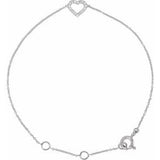 14K White .06 CTW Diamond Heart 7" Bracelet - Siddiqui Jewelers