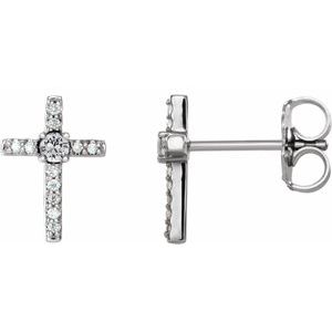 14K White 1/8 CTW Diamond Cross Earrings - Siddiqui Jewelers