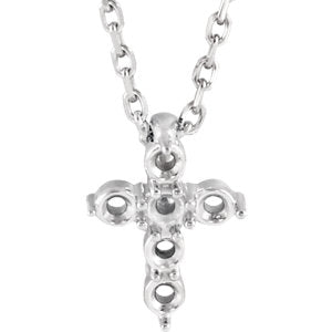 14K White 10.2x7.9 mm Cross 16-18" Necklace Mounting - Siddiqui Jewelers