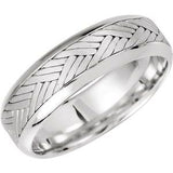 14K White 7 mm Woven-Design Band  Size 6.5 - Siddiqui Jewelers