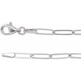 14K White 2.6 mm Elongated Link 16" Chain-Siddiqui Jewelers