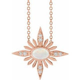 14K Rose Ethiopian Opal & .08 CTW Diamond Celestial 16-18" Necklace - Siddiqui Jewelers