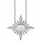 Sterling Silver Ethiopian Opal & .08 CTW Diamond Celestial 16-18" Necklace - Siddiqui Jewelers