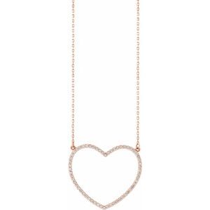 14K Rose 3/8 CTW Diamond Large Heart 16" Necklace - Siddiqui Jewelers