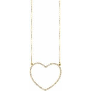 14K Yellow 3/8 CTW Diamond Large Heart 16" Necklace - Siddiqui Jewelers