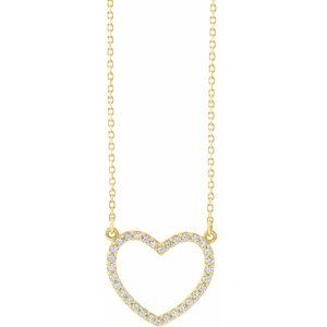 14K Yellow 1/5 CTW Diamond Small Heart 16" Necklace - Siddiqui Jewelers