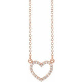 14K Rose 1/8 CTW Diamond Petite Heart 16" Necklace - Siddiqui Jewelers