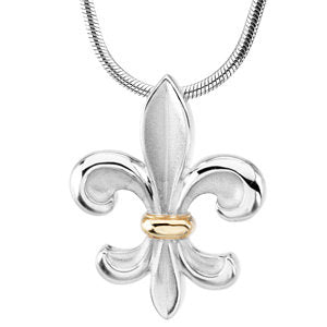 Sterling Silver & 14K Yellow Fleur-de-Lis 18" Necklace - Siddiqui Jewelers
