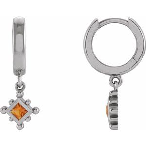 Platinum Natural Citrine Beaded Bezel-Set Hoop Earrings Siddiqui Jewelers