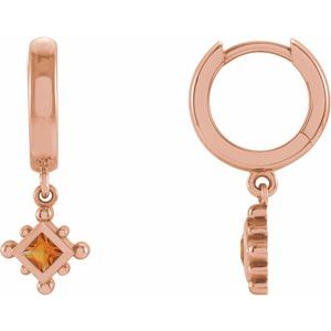 14K Rose Natural Citrine Beaded Bezel-Set Hoop Earrings Siddiqui Jewelers