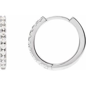 14K White 1/4 CTW Lab-Grown Diamond 14 mm Hoop Earrings Siddiqui Jewelers