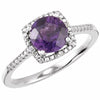 Sterling Silver Amethyst & .01 CTW Diamond Ring Size 6 - Siddiqui Jewelers