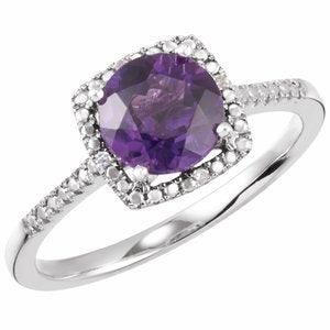 Sterling Silver Amethyst & .01 CTW Diamond Ring Size 6 - Siddiqui Jewelers