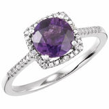 Sterling Silver Amethyst & .01 CTW Diamond Ring Size 7 - Siddiqui Jewelers