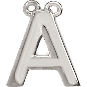 14K White Block Initial A Necklace Center - Siddiqui Jewelers