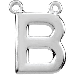 14K White Block Initial B Necklace Center - Siddiqui Jewelers