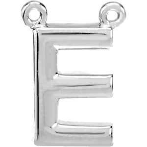 Sterling Silver Block Initial E Necklace Center - Siddiqui Jewelers