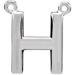 14K White Block Initial H Necklace Center - Siddiqui Jewelers