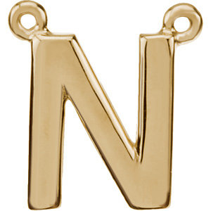 14K Yellow Block Initial N Necklace Center - Siddiqui Jewelers
