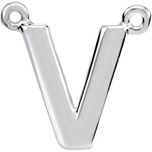 14K White Block Initial V Necklace Center - Siddiqui Jewelers