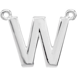 Sterling Silver Block Initial W Necklace Center - Siddiqui Jewelers