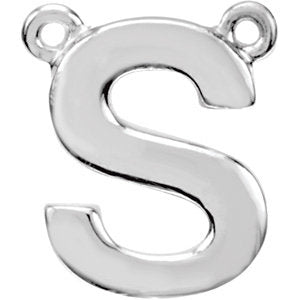 Sterling Silver Block Initial S Necklace Center - Siddiqui Jewelers