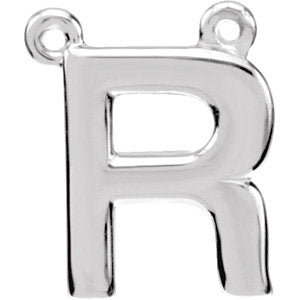 Sterling Silver Block Initial R Necklace Center - Siddiqui Jewelers