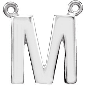 Sterling Silver Block Initial M Necklace Center - Siddiqui Jewelers