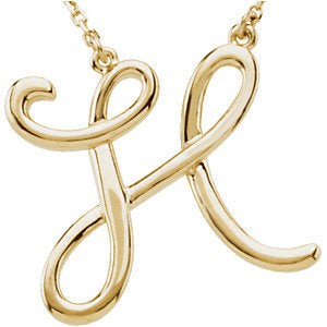 14K Yellow Script Initial H 16" Necklace - Siddiqui Jewelers