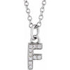 14K White .04 CTW Natural Diamond Petite Initial F 16-18" Necklace Siddiqui Jewelers