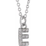 14K White .04 CTW Natural Diamond Petite Initial E 16-18" Necklace Siddiqui Jewelers