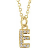 14K Yellow .04 CTW Natural Diamond Petite Initial E 16-18" Necklace Siddiqui Jewelers