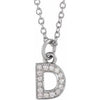 14K White .05 CTW Natural Diamond Petite Initial D 16-18" Necklace Siddiqui Jewelers