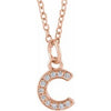 14K Rose .04 CTW Natural Diamond Petite Initial C 16-18" Necklace Siddiqui Jewelers