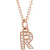 14K Rose .05 CTW Natural Diamond Petite Initial R 16-18" Necklace Siddiqui Jewelers