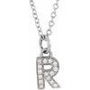 14K White .05 CTW Natural Diamond Petite Initial R 16-18" Necklace Siddiqui Jewelers