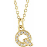 14K Yellow .05 CTW Natural Diamond Petite Initial Q 16-18" Necklace Siddiqui Jewelers