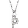 14K White .04 CTW Natural Diamond Petite Initial P 16-18" Necklace Siddiqui Jewelers