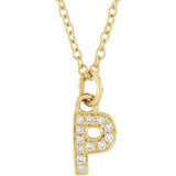 14K Yellow .04 CTW Natural Diamond Petite Initial P 16-18" Necklace Siddiqui Jewelers