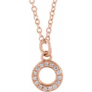 14K Rose .05 CTW Natural Diamond Petite Initial O 16-18" Necklace Siddiqui Jewelers