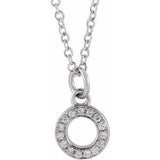 14K White .05 CTW Natural Diamond Petite Initial O 16-18" Necklace Siddiqui Jewelers