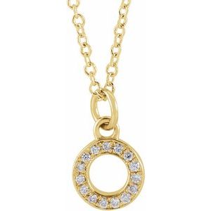 14K Yellow .05 CTW Natural Diamond Petite Initial O 16-18" Necklace Siddiqui Jewelers