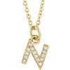 14K Yellow .05 CTW Natural Diamond Petite Initial N 16-18" Necklace Siddiqui Jewelers