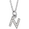 14K White .05 CTW Natural Diamond Petite Initial N 16-18" Necklace Siddiqui Jewelers