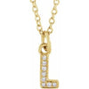 14K Yellow .03 CTW Natural Diamond Petite Initial L 16-18" Necklace Siddiqui Jewelers