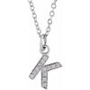 14K White .045 CTW Natural Diamond Petite Initial K 16-18" Necklace Siddiqui Jewelers