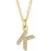 14K Yellow .045 CTW Natural Diamond Petite Initial K 16-18" Necklace Siddiqui Jewelers