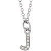 14K White .025 CTW Natural Diamond Petite Initial J 16-18" Necklace Siddiqui Jewelers