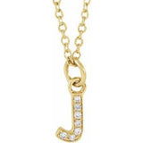 14K Yellow .025 CTW Natural Diamond Petite Initial J 16-18" Necklace Siddiqui Jewelers