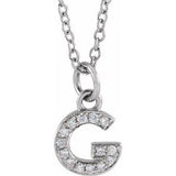 14K White .05 CTW Natural Diamond Petite Initial G 16-18" Necklace Siddiqui Jewelers